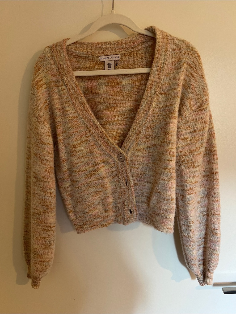 Sincerely Jules Multicolor Fuzzy V-Neck Cardigan